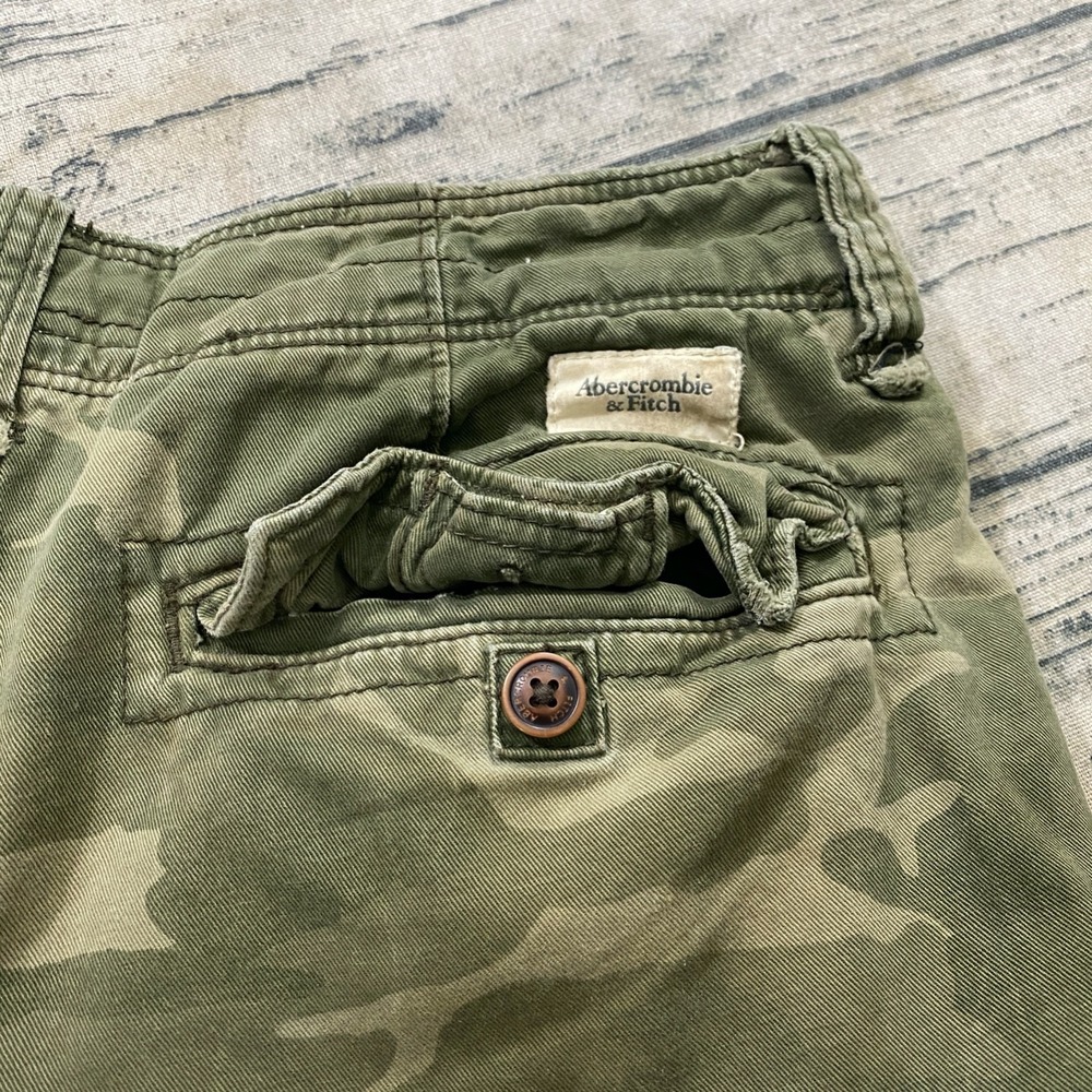 Abercrombie & Fitch Mens 32 Camoflauge Cargo Y2K Vtg Military Shorts Pockets - Picture 9 of 12
